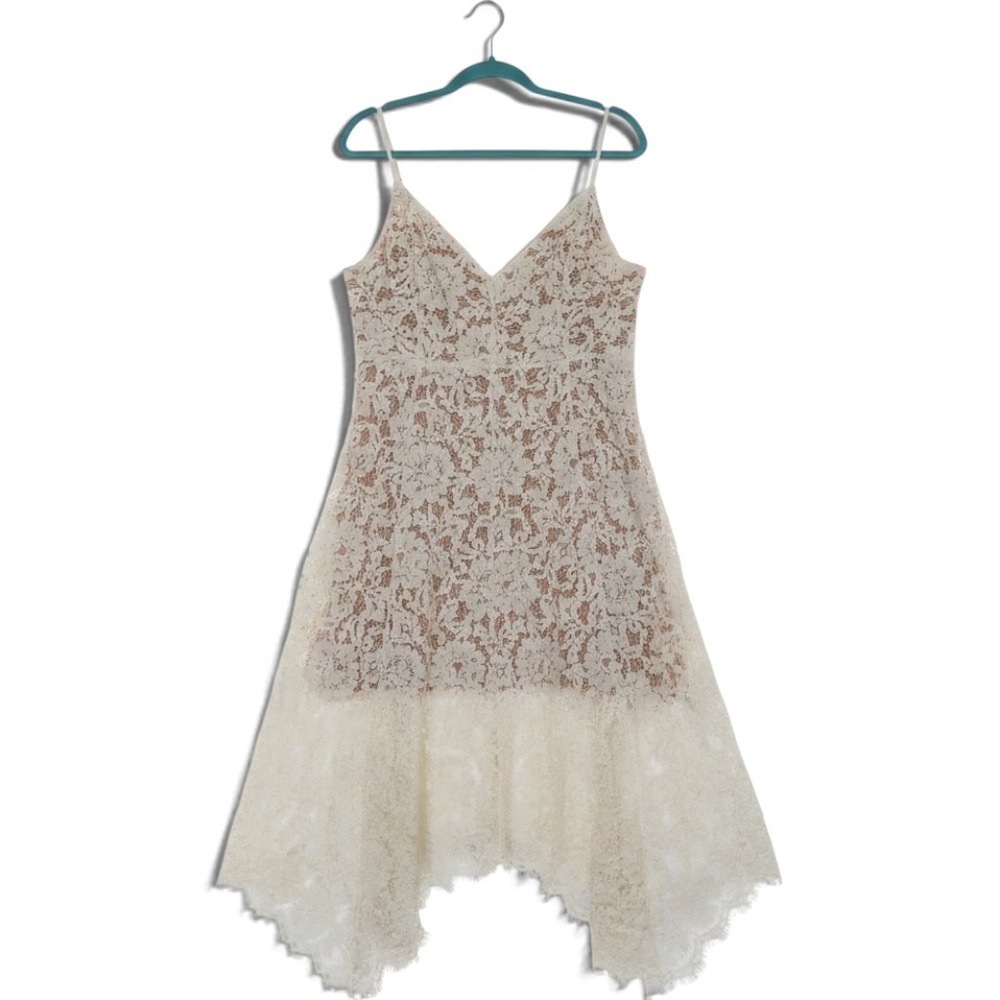 Lulus Lace Handkerchief Hem Midi Dress Womens XL White Romantic Feminine Chic